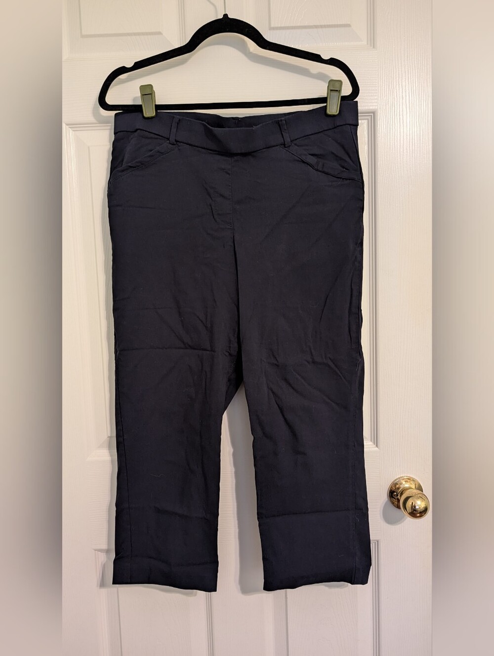 Rafaella Dark Navy Capris with Cuffed Hem
